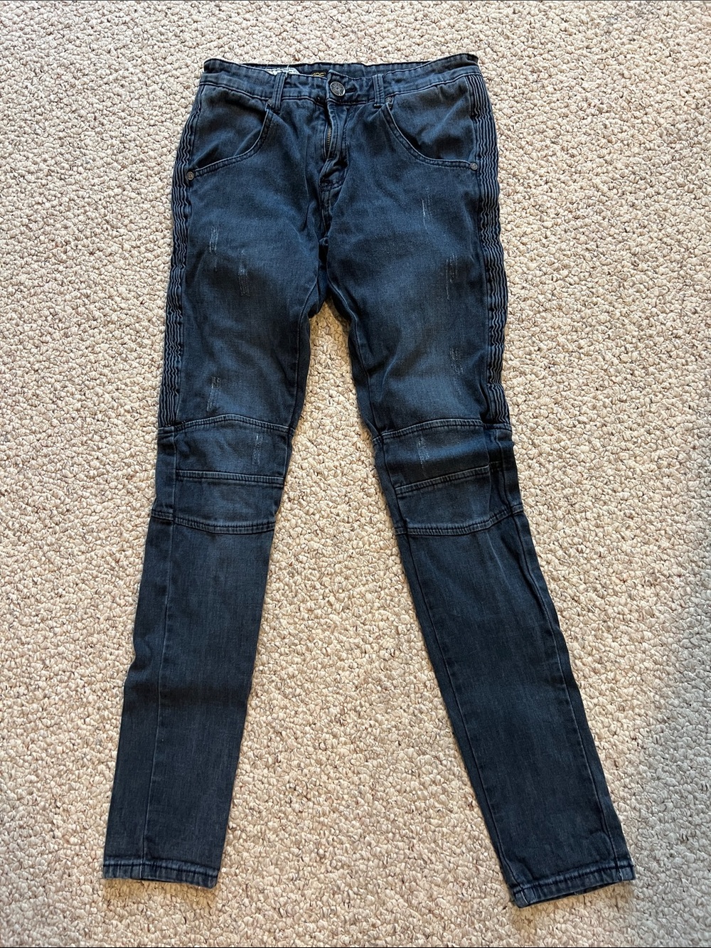 Men's Skinny dark blue Moto-Style Jeans